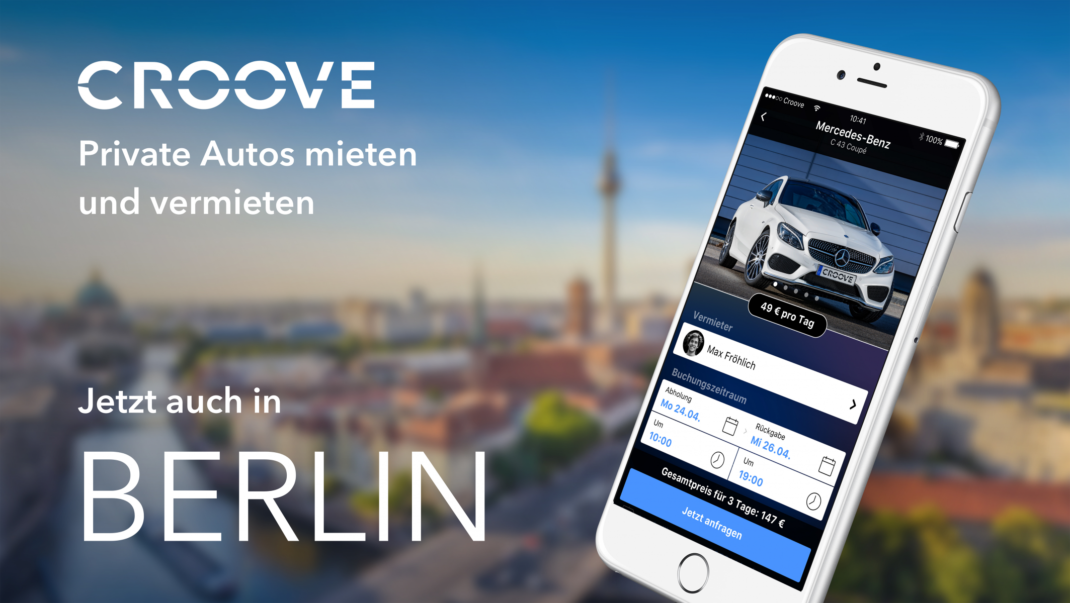 Croove: Private Carsharing-Plattform von Mercedes-Benz, nach München jetzt auch in Berlin. Die Croove-App bietet neue Funktionen, wie zum Beispiel das Hochladen und Verwalten von Fahrzeugen sowie das Managen von Buchungen nun über den privaten Internetbro