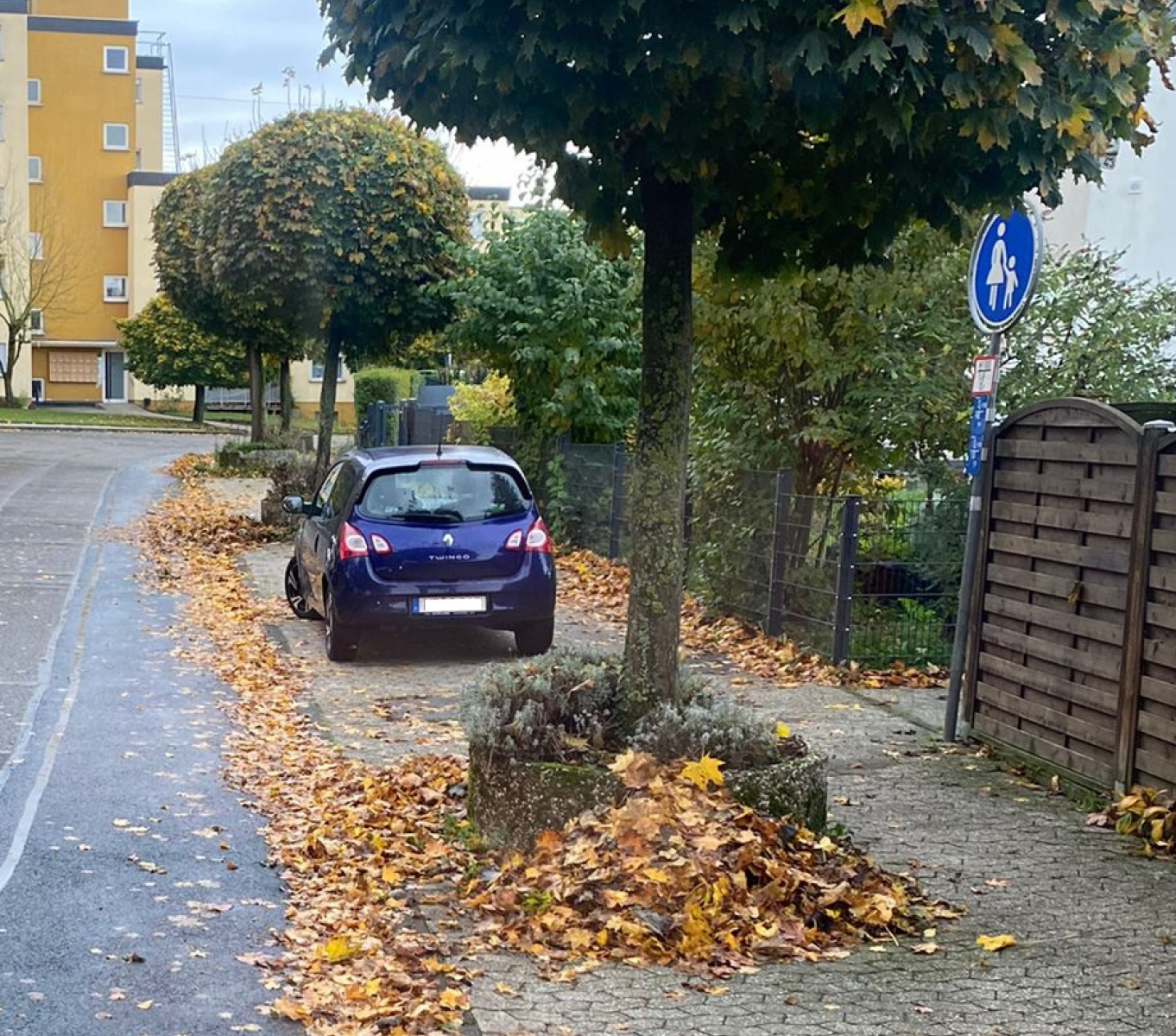 Laub von Gehwegen gehört nicht auf die Straße. Das behindert massiv die Touren der Straßenreinigung.  Kai Poveleit/SBN