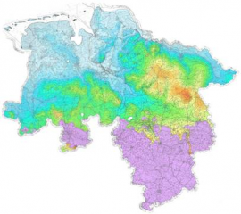 Auf dem NIBIS®-Kartenserver wird unter anderen die Lage der Grundwasseroberfläche in ganz Niedersachsen dargestellt.                                                               Bildrechte: LBEG