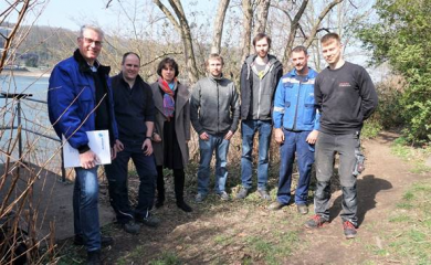 Ortstermin am 22.03.2022: Philipp Dunstmann und Daniel Cürten (Allweiler GmbH), Claudia Tavernaro (BLB NRW), Julien Holz und Sven Martin (LANUV), Stefan Fockenberg und Jan Vogelsang (Allweiler GmbH)