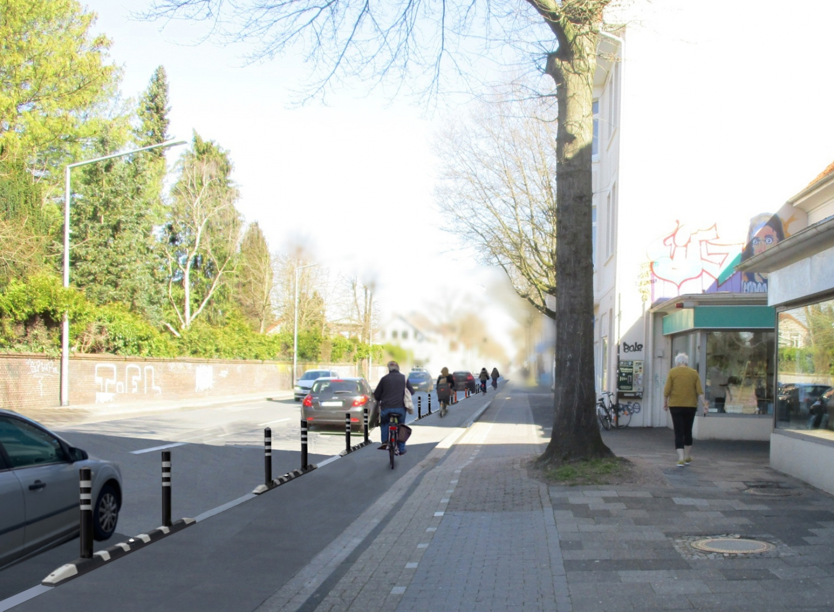 Quelle: Stadt Oldenburg  Visualisierung der „Protected Bike Lane“ an der Unteren Nadorster Straße.