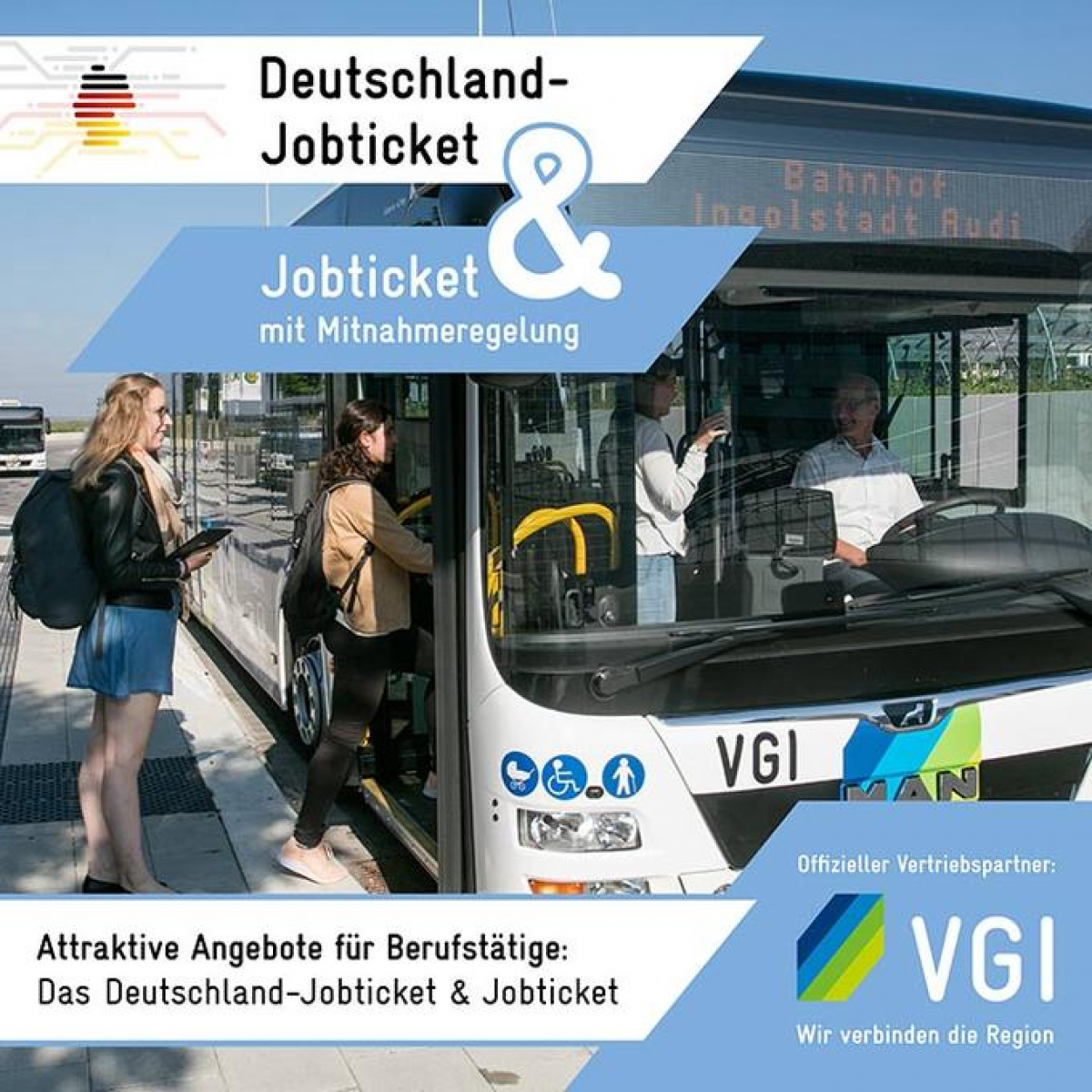 Ob Ermäßigungsticket für Studierende und Azubis, Deutschlandticket als Job-Ticket oder in Papierform – beim VGI gibt es alle Infos zu den erfolgreichen Abo-Angeboten (Foto: VGI)