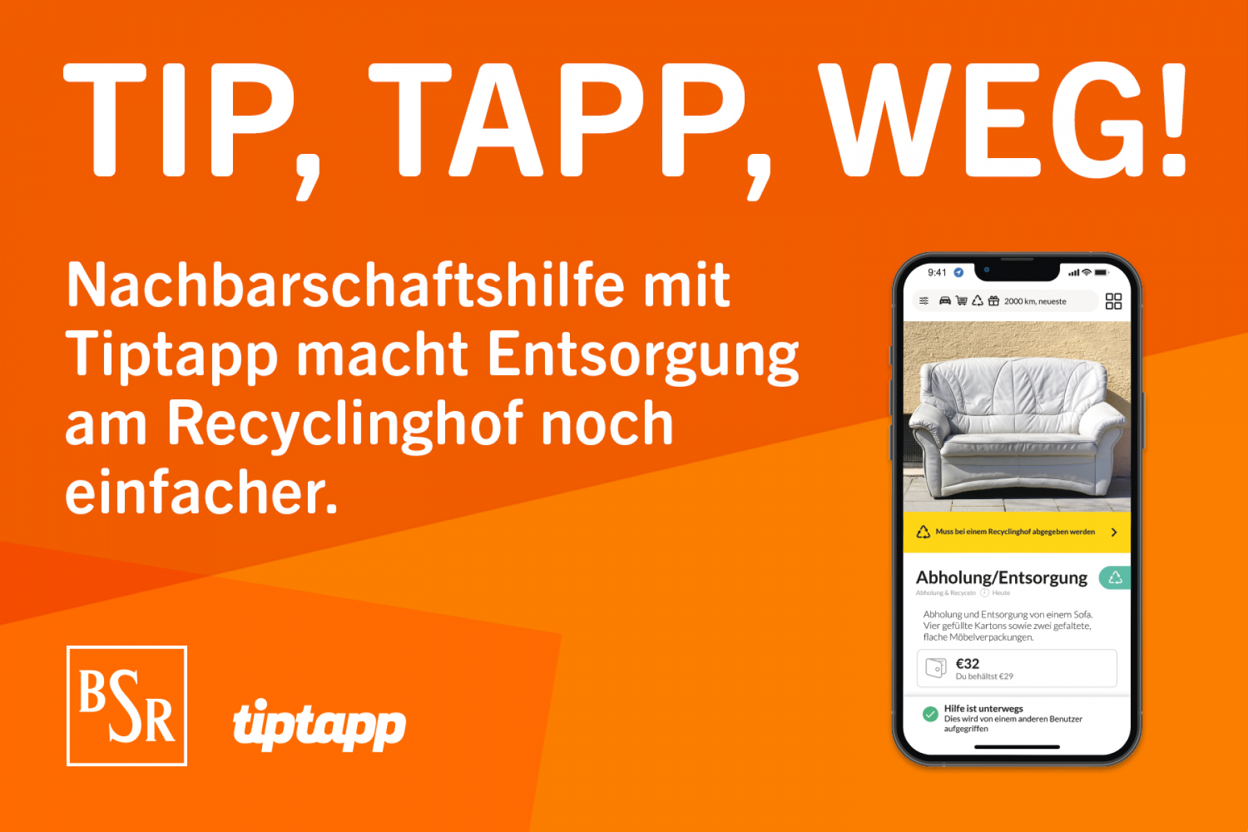 Nachbarschaftshilfe per App: BSR und Tiptapp starten Kooperation