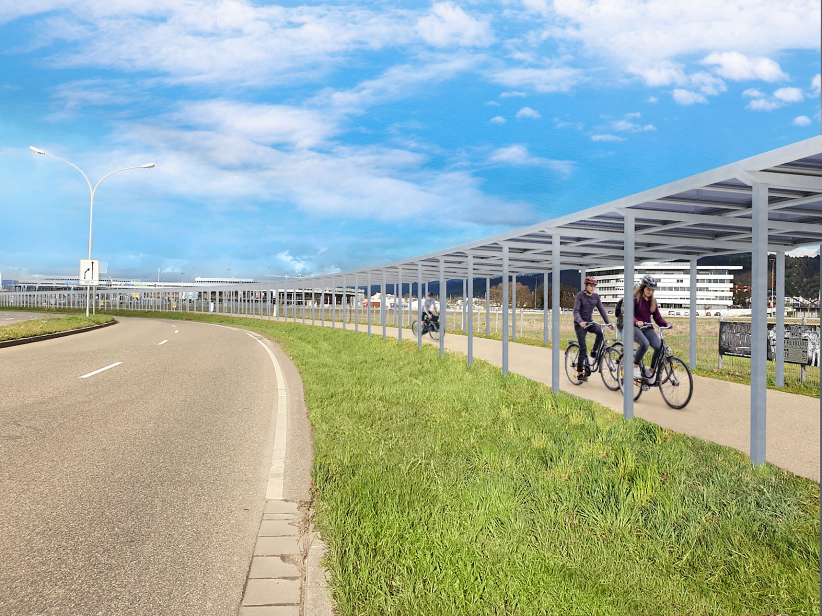 Vorangehen in Sachen Energiewende: Erste Solar-Radwegüberdachung entsteht in Freiburg