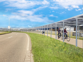 Vorangehen in Sachen Energiewende: Erste Solar-Radwegüberdachung entsteht in Freiburg - Image